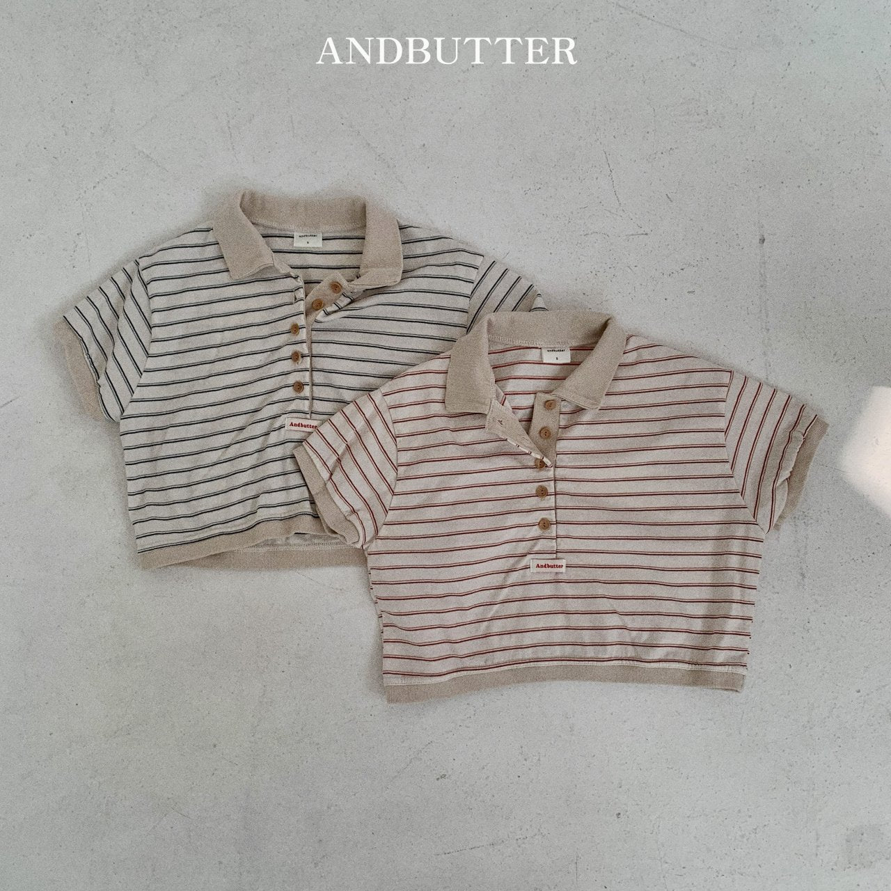 《M size last 1》Sand Stripe Collar Tee