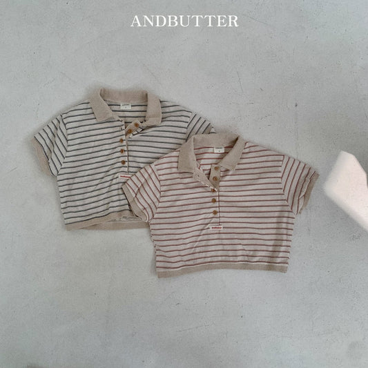 《M size last 1》Sand Stripe Collar Tee