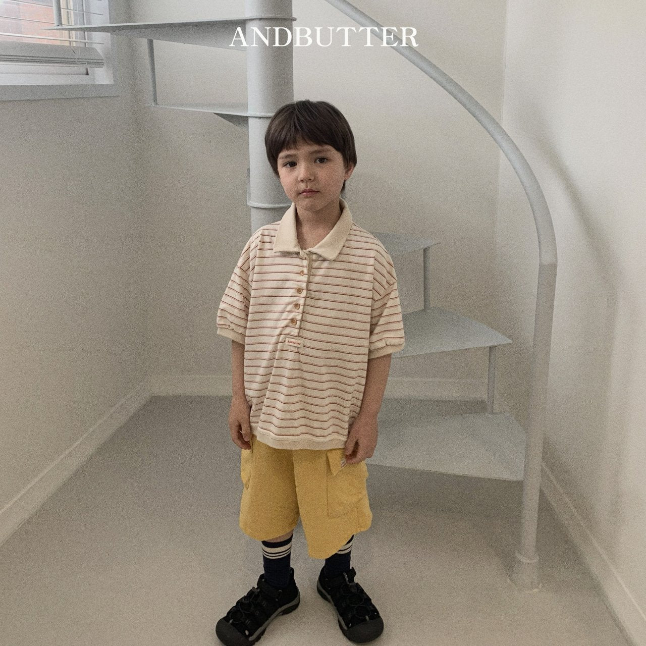 《M size last 1》Sand Stripe Collar Tee