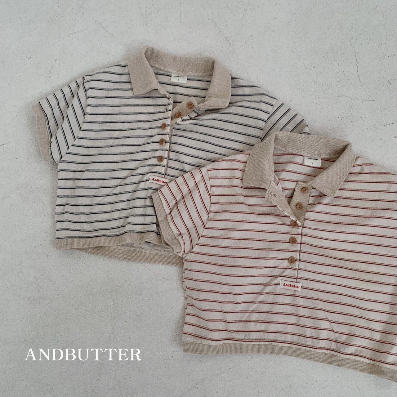 《M size last 1》Sand Stripe Collar Tee