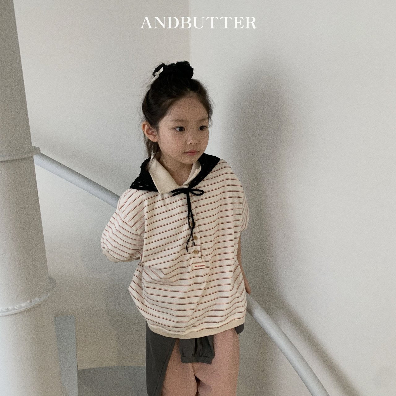 《M size last 1》Sand Stripe Collar Tee