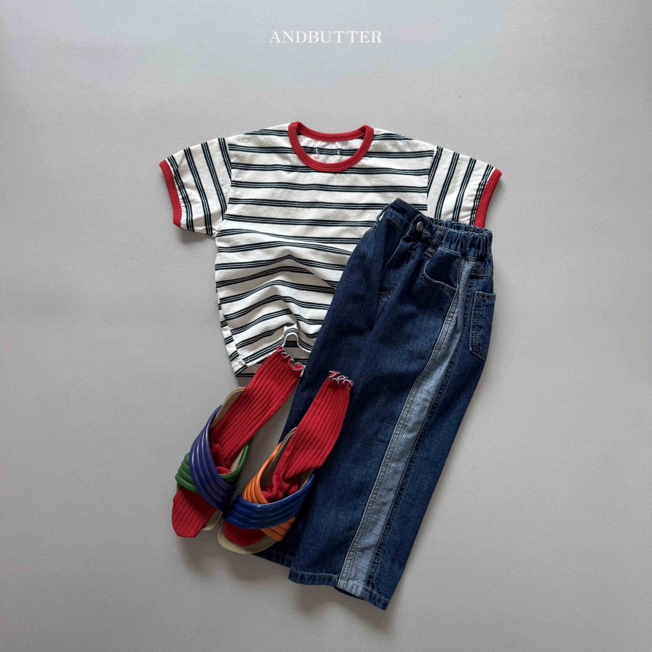 《即納》Line Mix Denim Pants