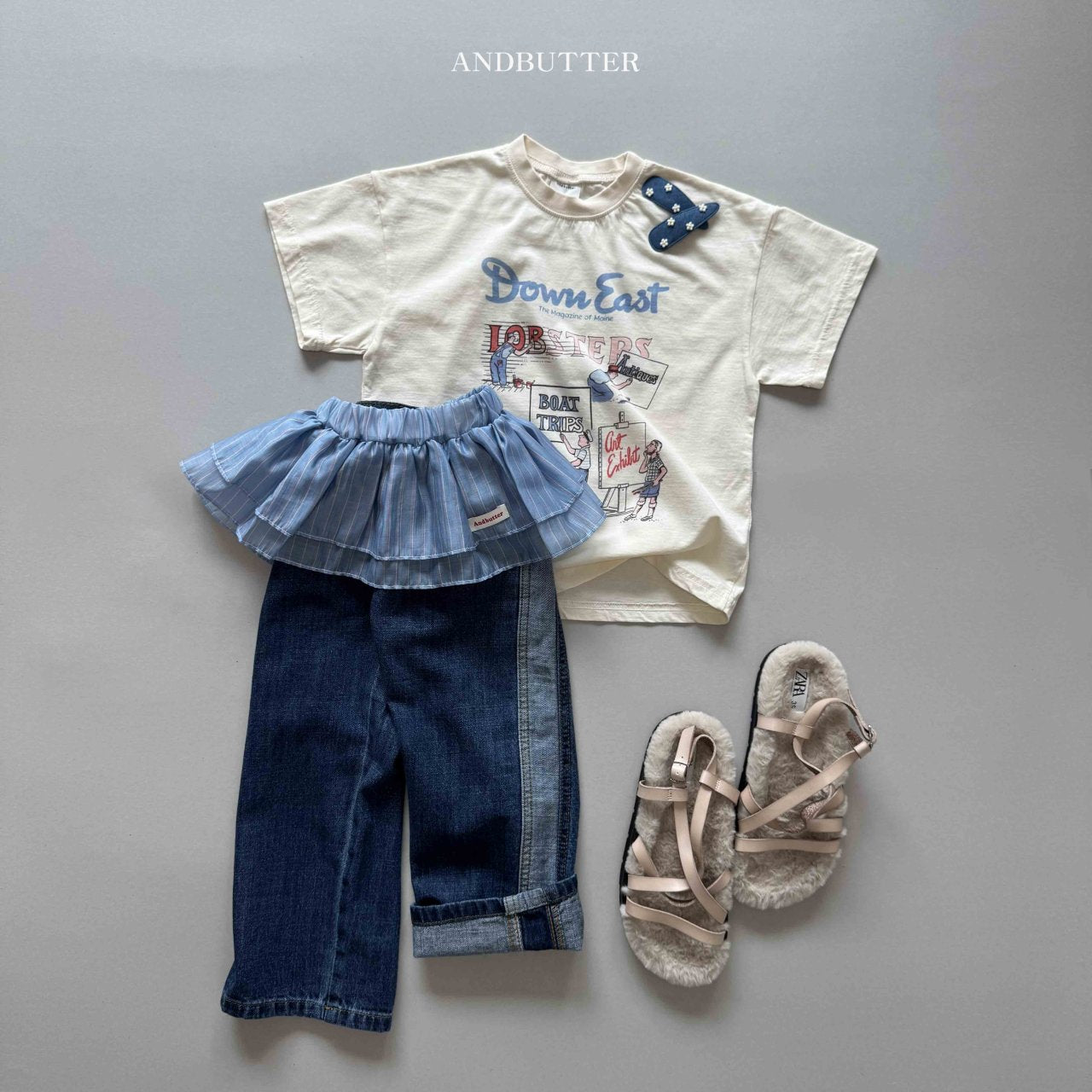 《即納》Line Mix Denim Pants