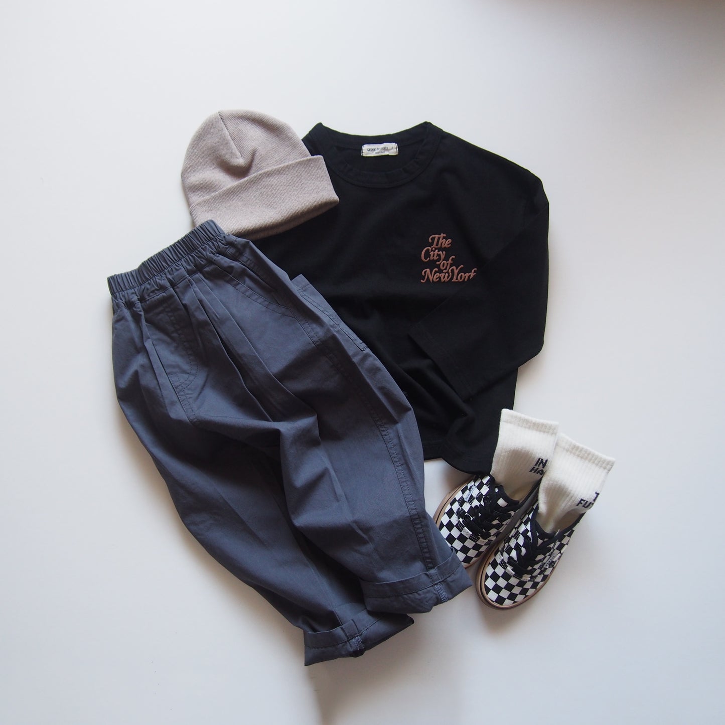 《beige 90 size》 Easy tuck pants