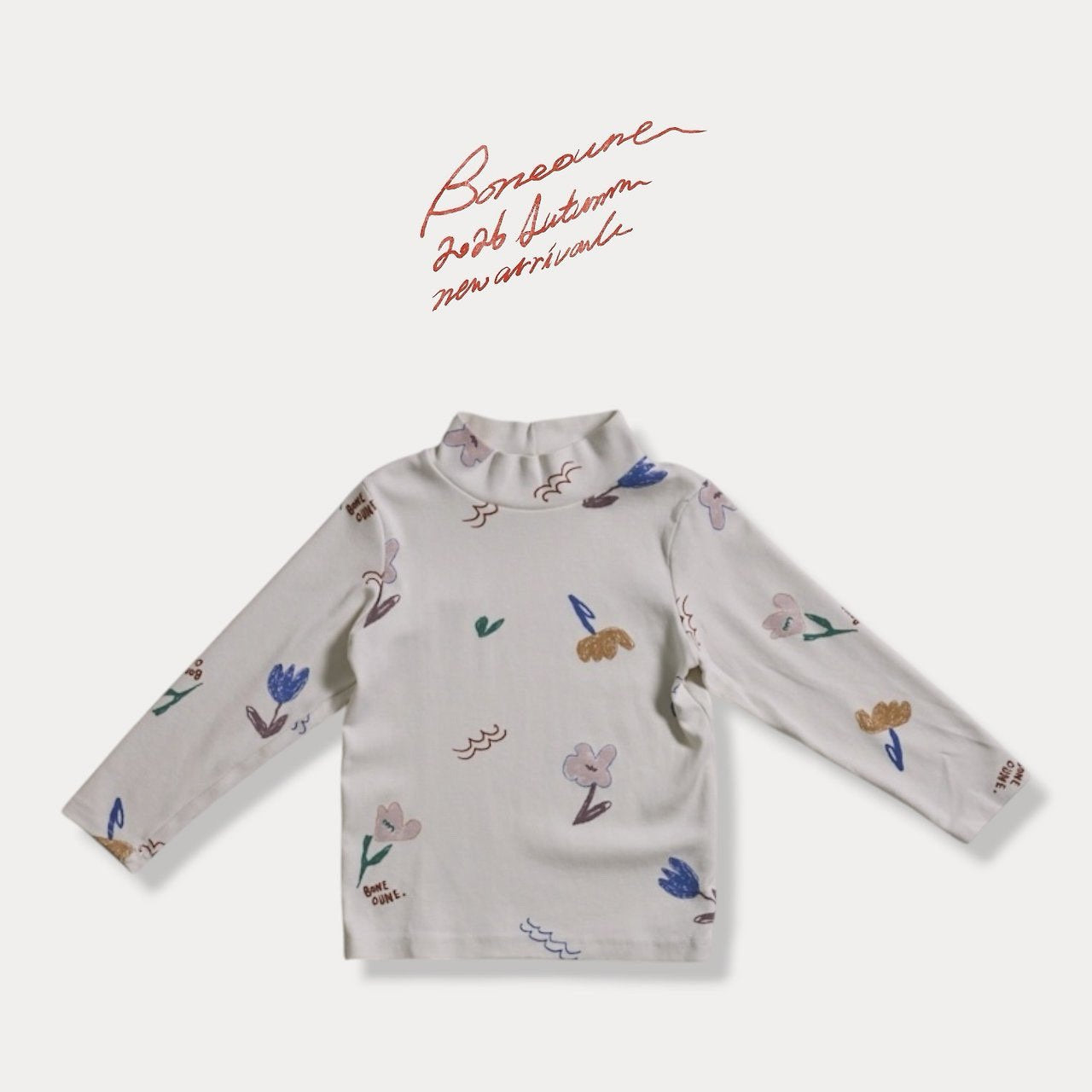 《予約》Flower Mock Neck Tee  / BONEOUNE