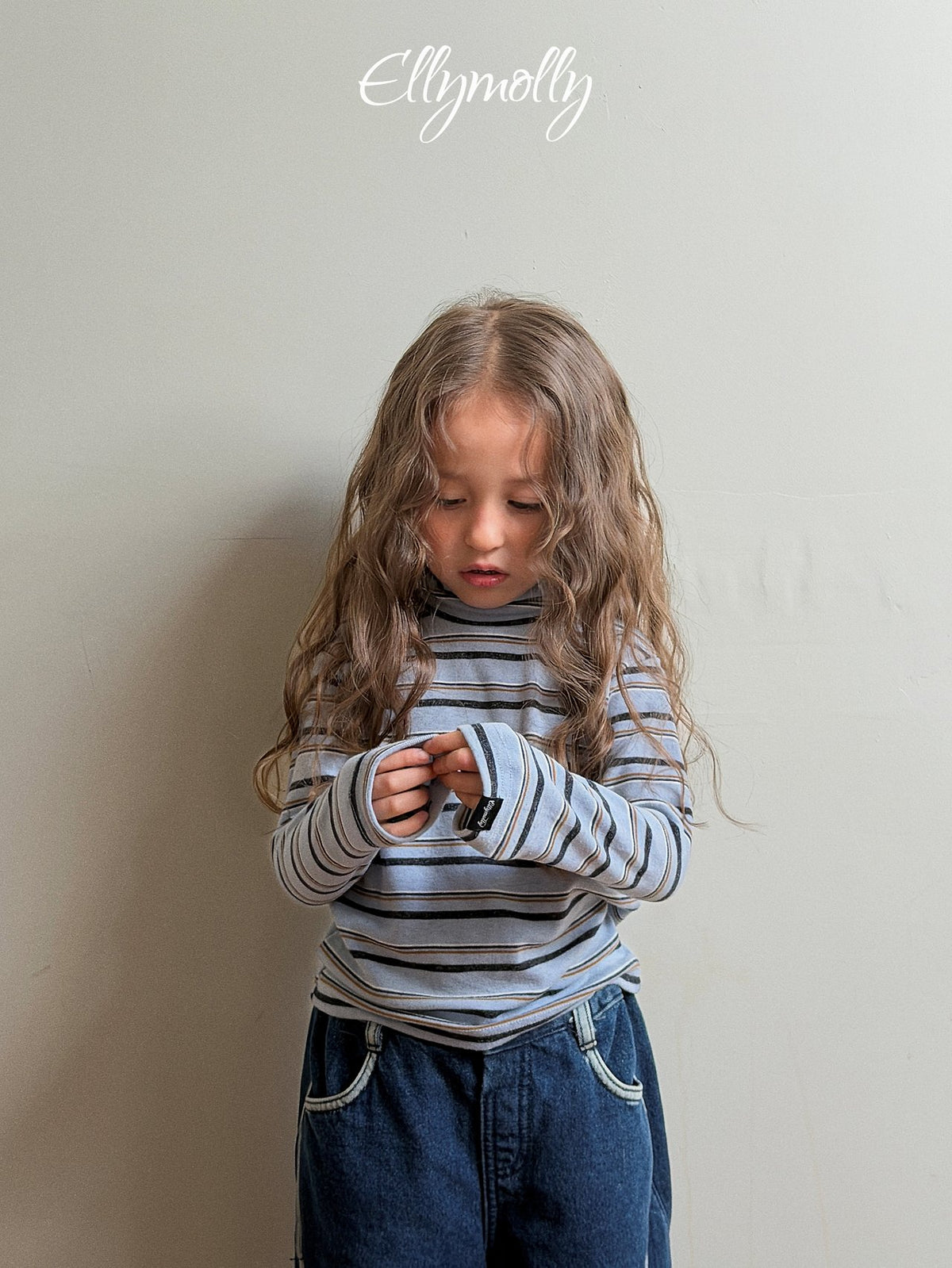 《予約》Snow Warmer Striped Turtleneck Tee / ELLY MOLLY