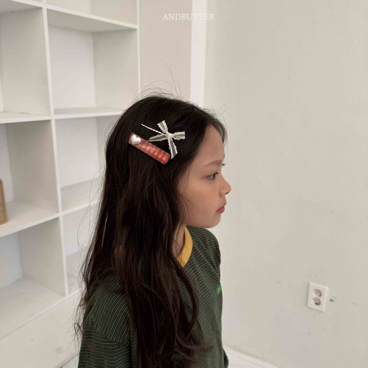 《予約》Check heart pin（2set） / andbutter