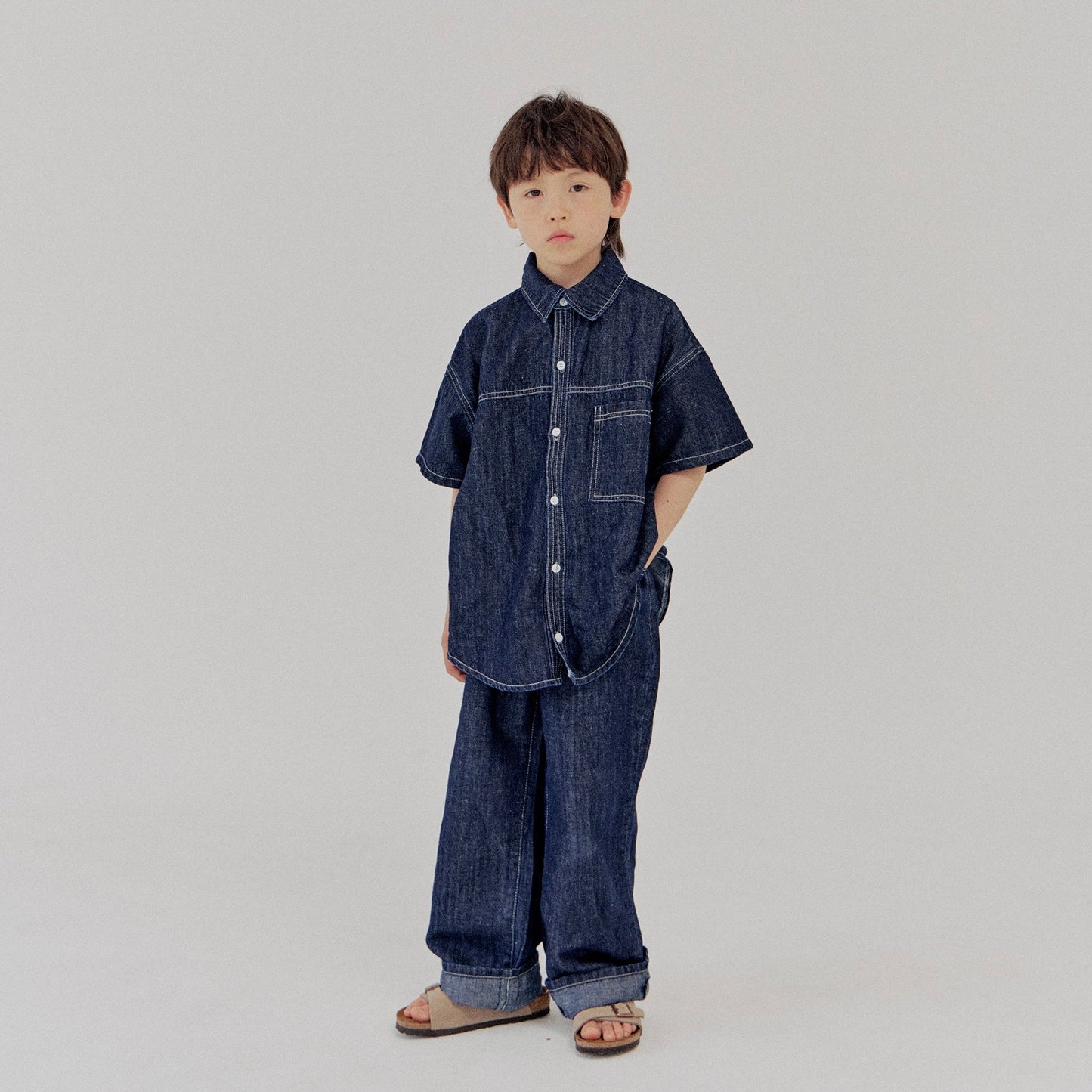 《XXL size Last 1点》Linen Denim Shirt