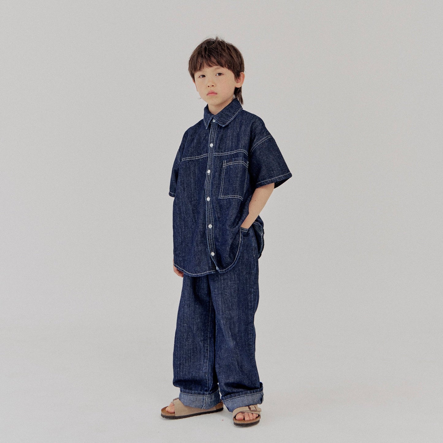 《XXL size Last 1点》Linen Denim Shirt