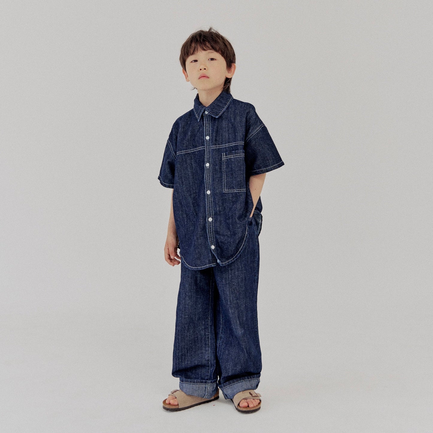 《XXL size Last 1点》Linen Denim Shirt