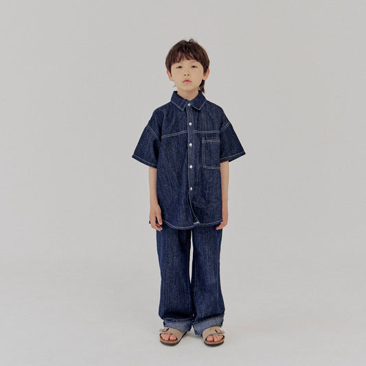 《XXL size Last 1点》Linen Denim Shirt