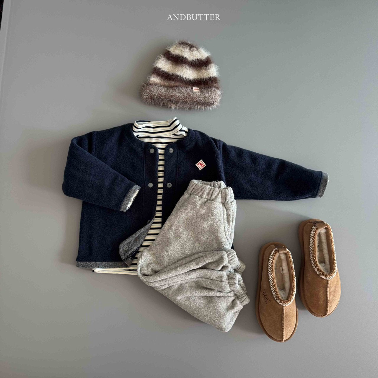 《予約》Fleece Mix Cardigan / andbutter