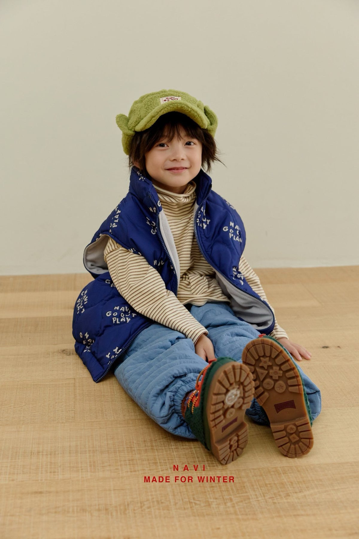 《予約》Ribbon Stripe Turtleneck Tee / NAVI