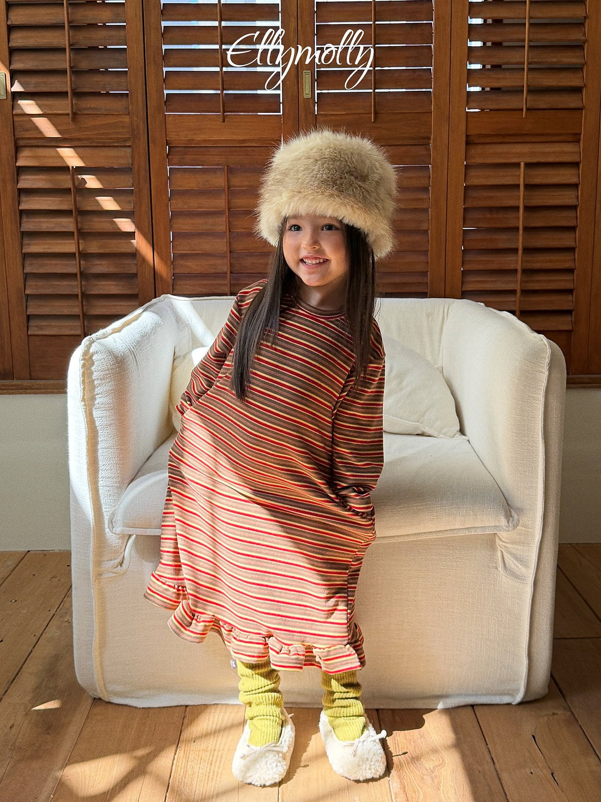 《予約》Fleece Frill Long Dress / ELLY MOLLY