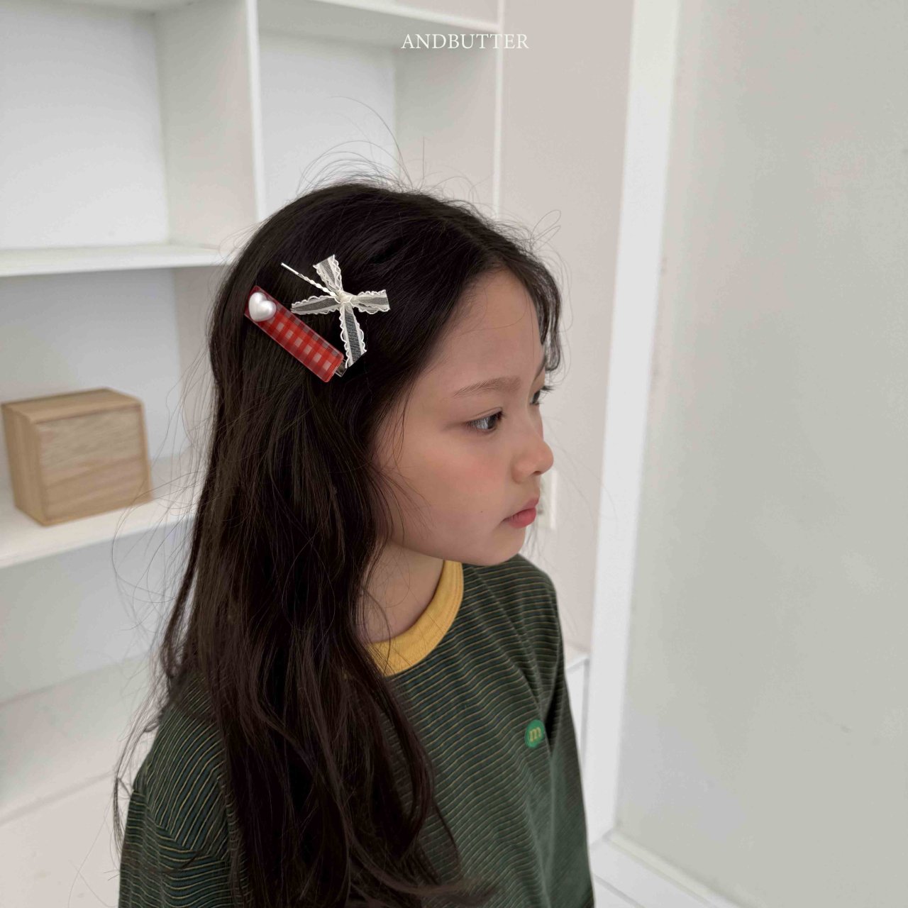 《予約》Check heart pin（2set） / andbutter