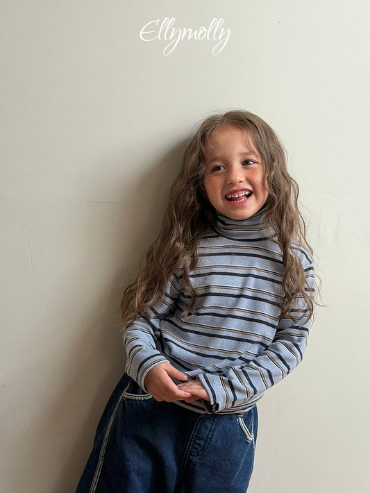 《予約》Snow Warmer Striped Turtleneck Tee / ELLY MOLLY