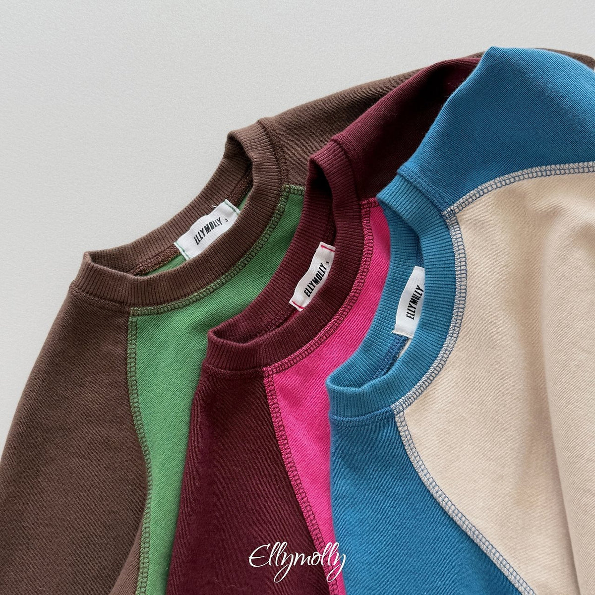 《予約》Raon Color Block Raglan Tee / ELLY MOLLY