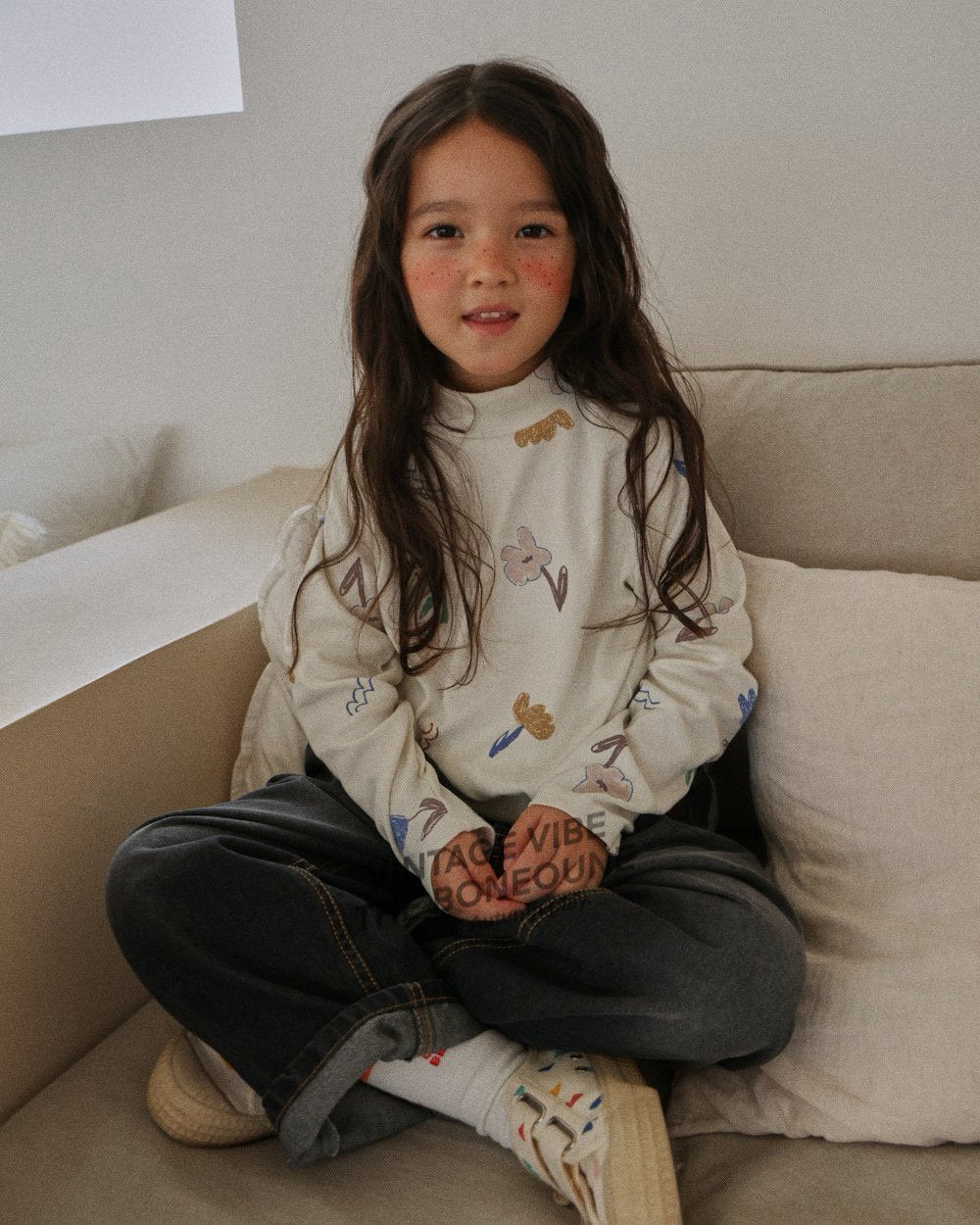 《予約》Flower Mock Neck Tee  / BONEOUNE
