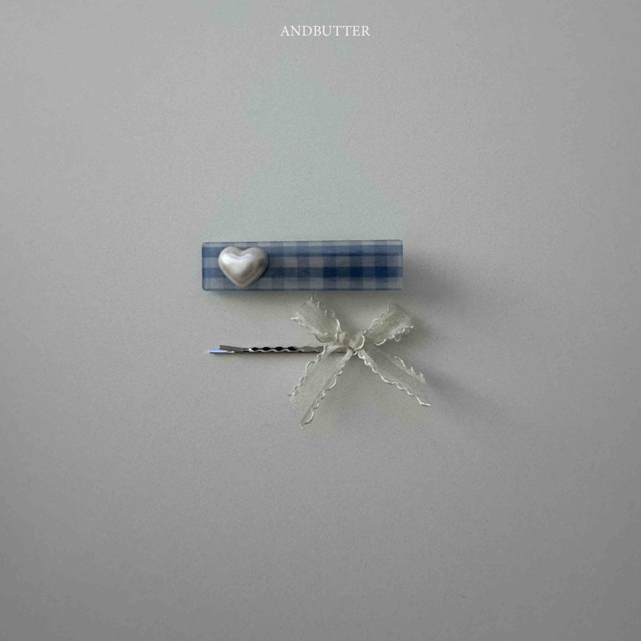 《予約》Check heart pin（2set） / andbutter