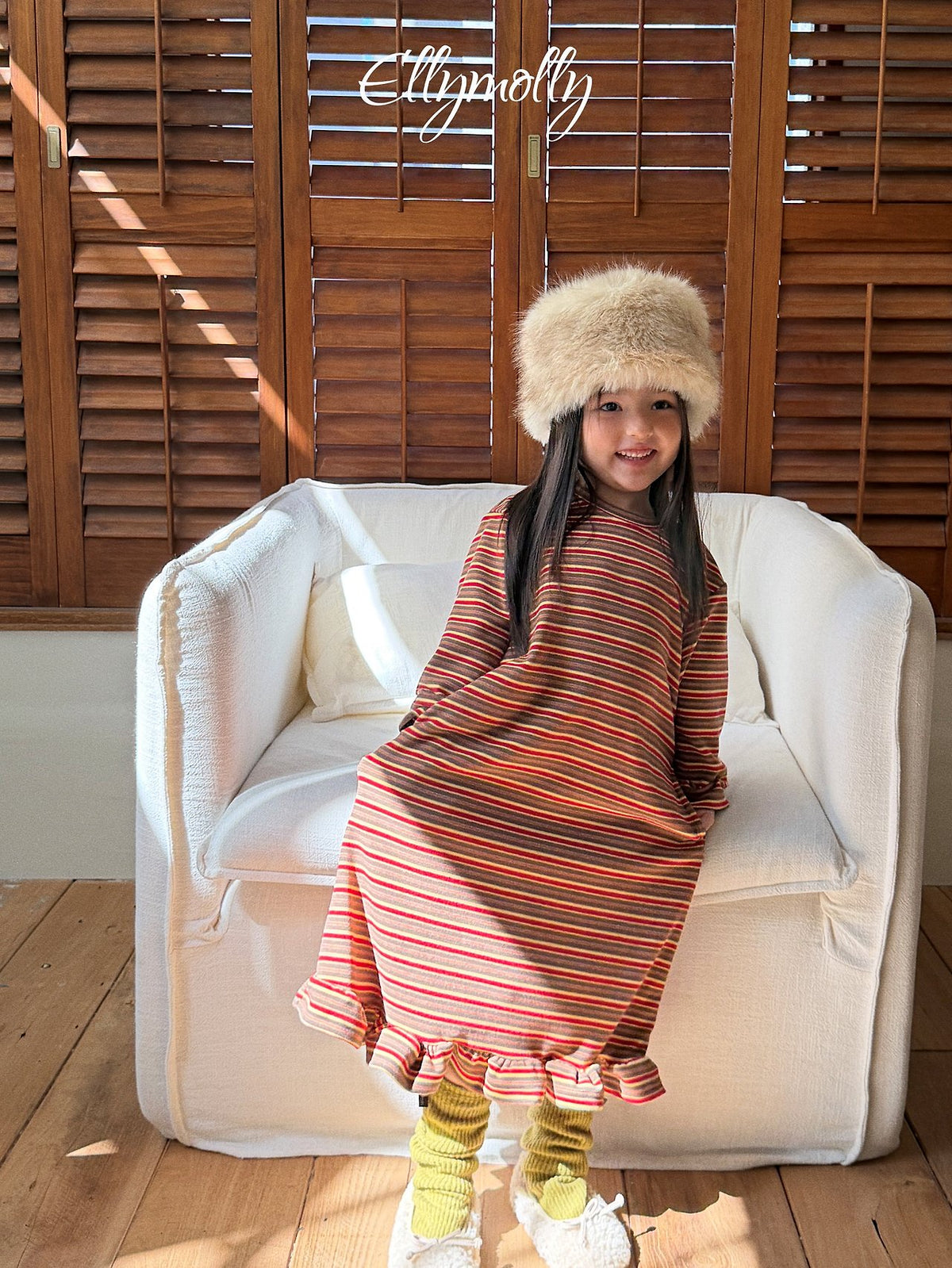 《予約》Fleece Frill Long Dress / ELLY MOLLY