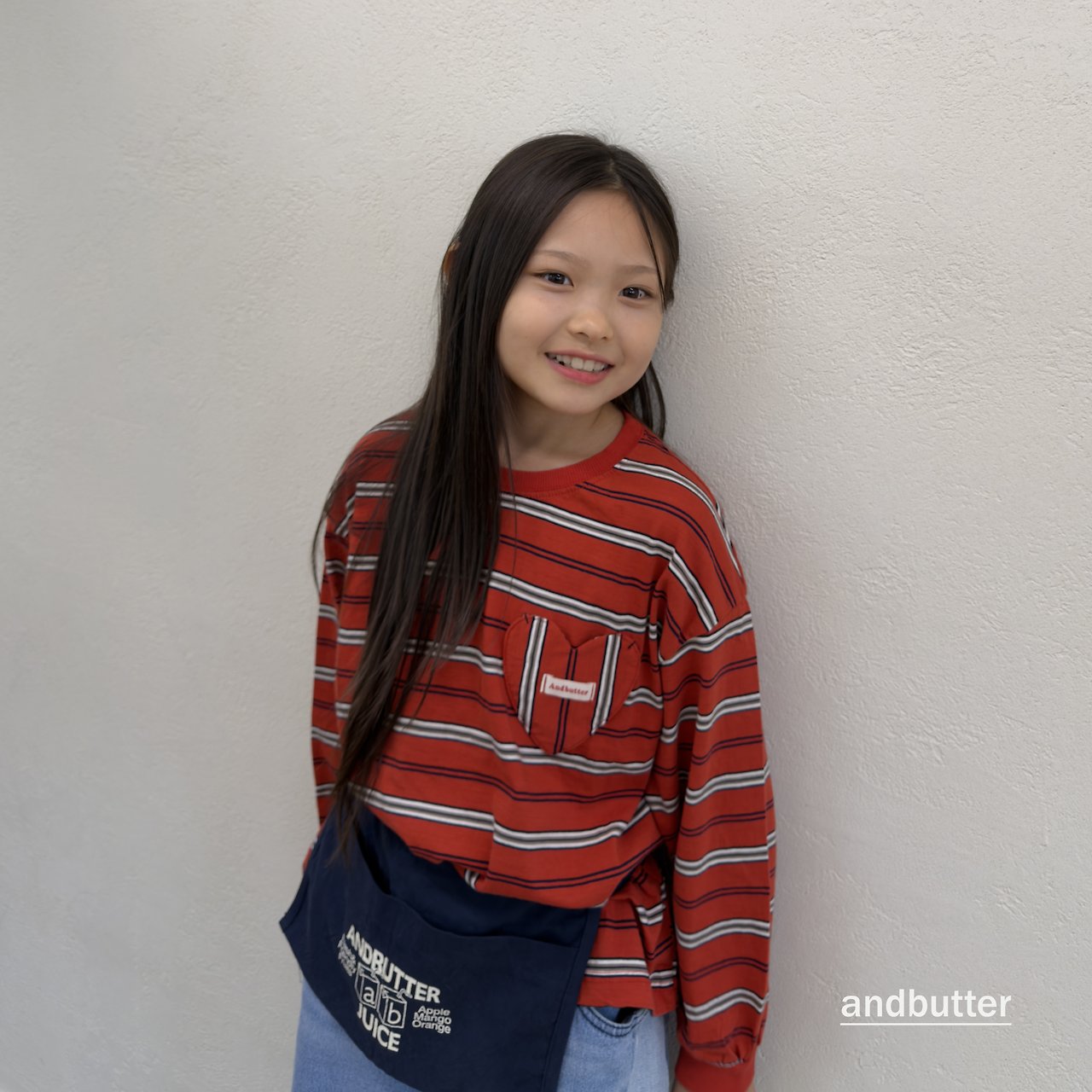 《予約》Heart Pocket Stripe T-Shirt / ANDBUTTER
