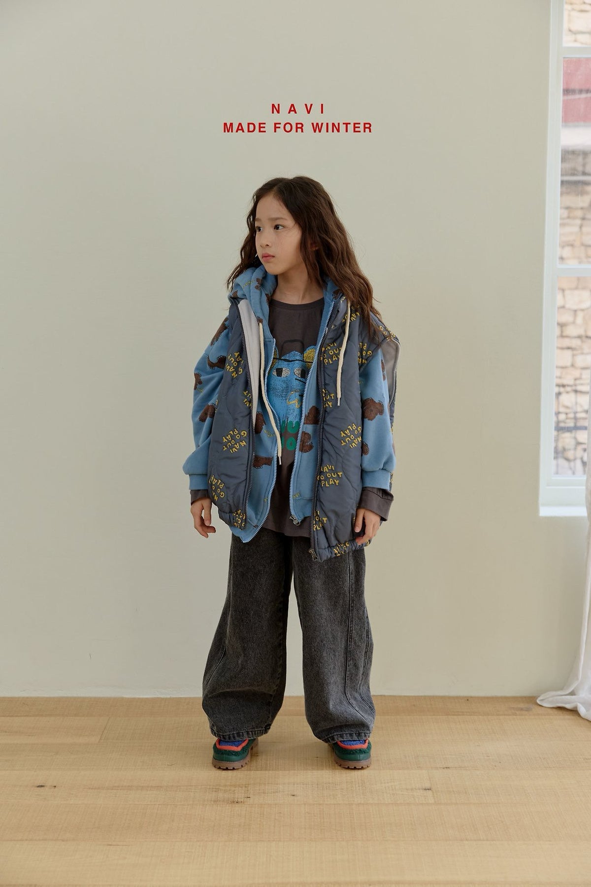 《予約》Moi Wide Denim Pants / NAVI