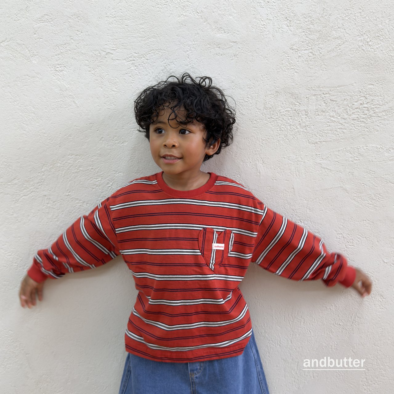 《予約》Heart Pocket Stripe T-Shirt / ANDBUTTER