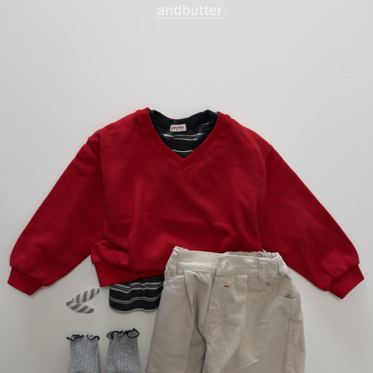 《予約》Heart Pocket Stripe T-Shirt / ANDBUTTER