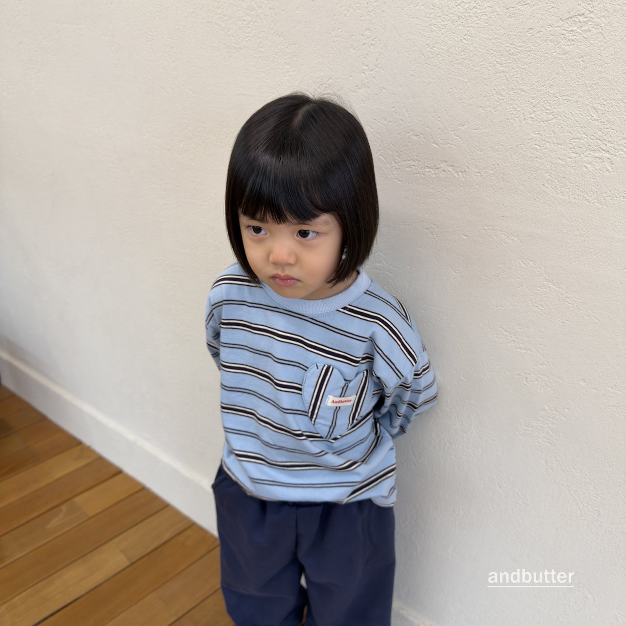 《予約》Heart Pocket Stripe T-Shirt / ANDBUTTER