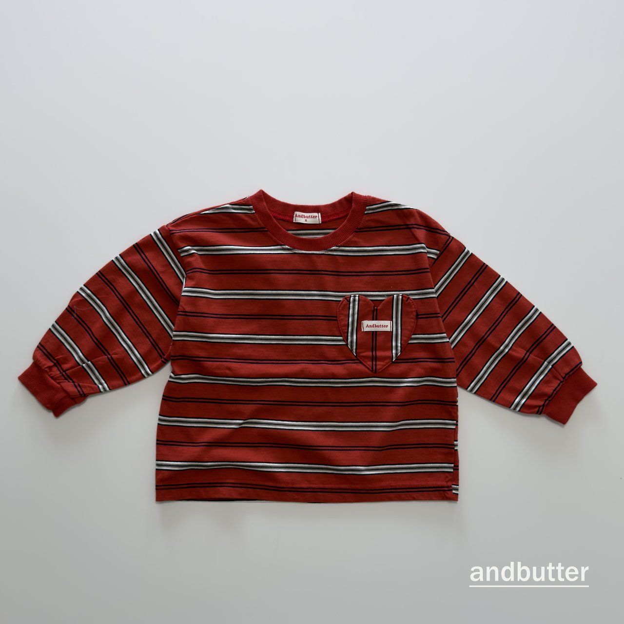 《予約》Heart Pocket Stripe T-Shirt / ANDBUTTER