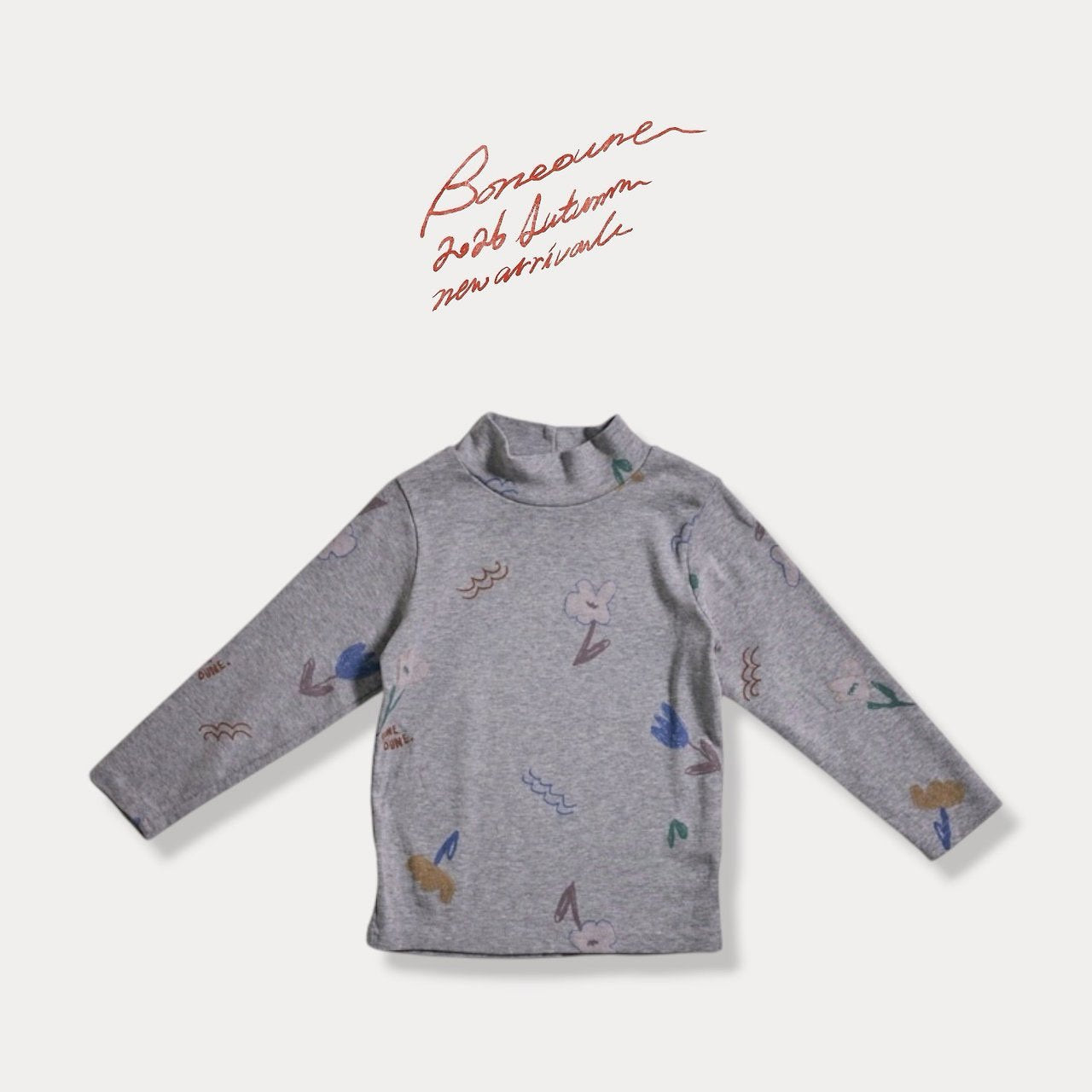 《予約》Flower Mock Neck Tee  / BONEOUNE