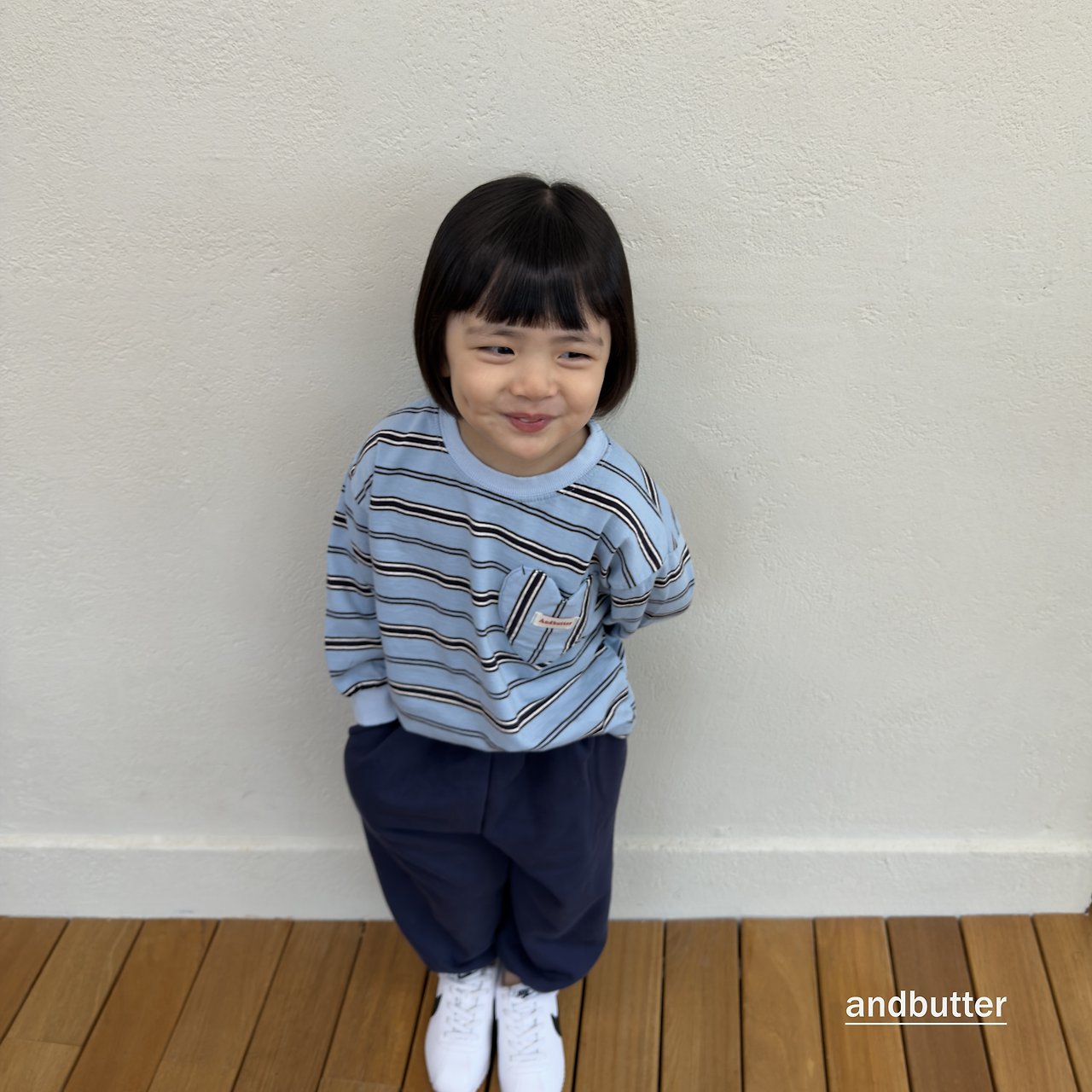 《予約》Heart Pocket Stripe T-Shirt / ANDBUTTER