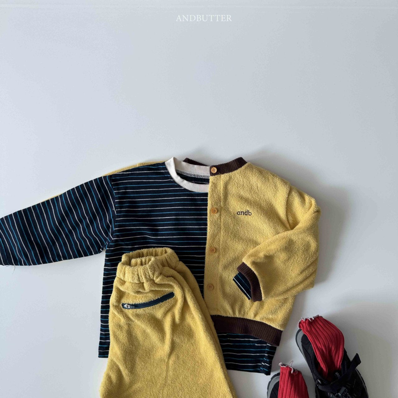 《予約》Two-Tone Terry Cardigan / andbutter