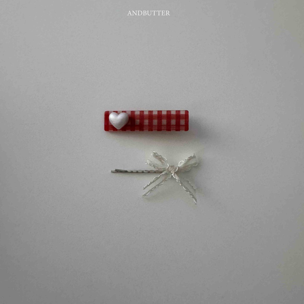 《予約》Check heart pin（2set） / andbutter