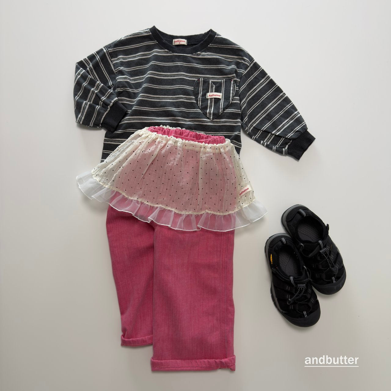 《予約》Heart Pocket Stripe T-Shirt / ANDBUTTER