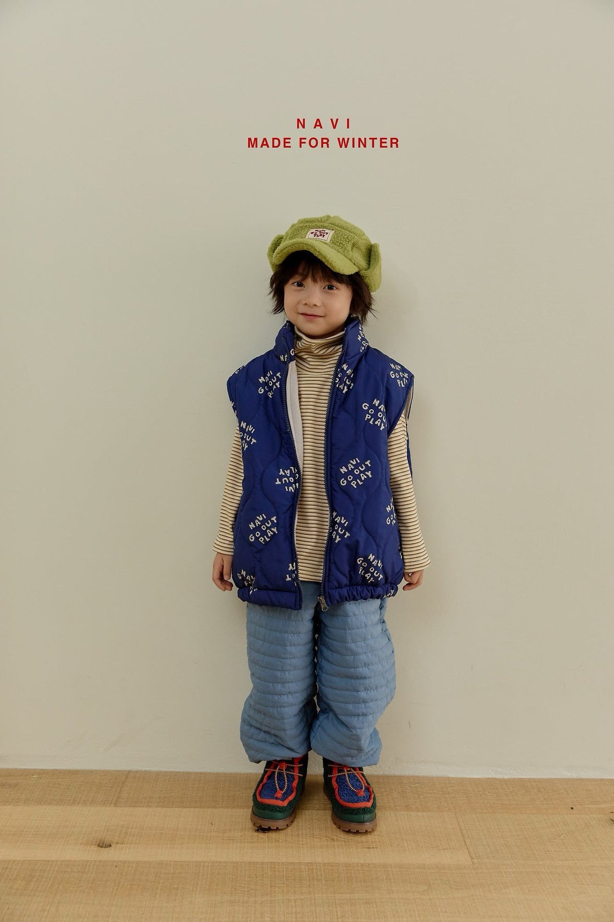 《予約》Ribbon Stripe Turtleneck Tee / NAVI