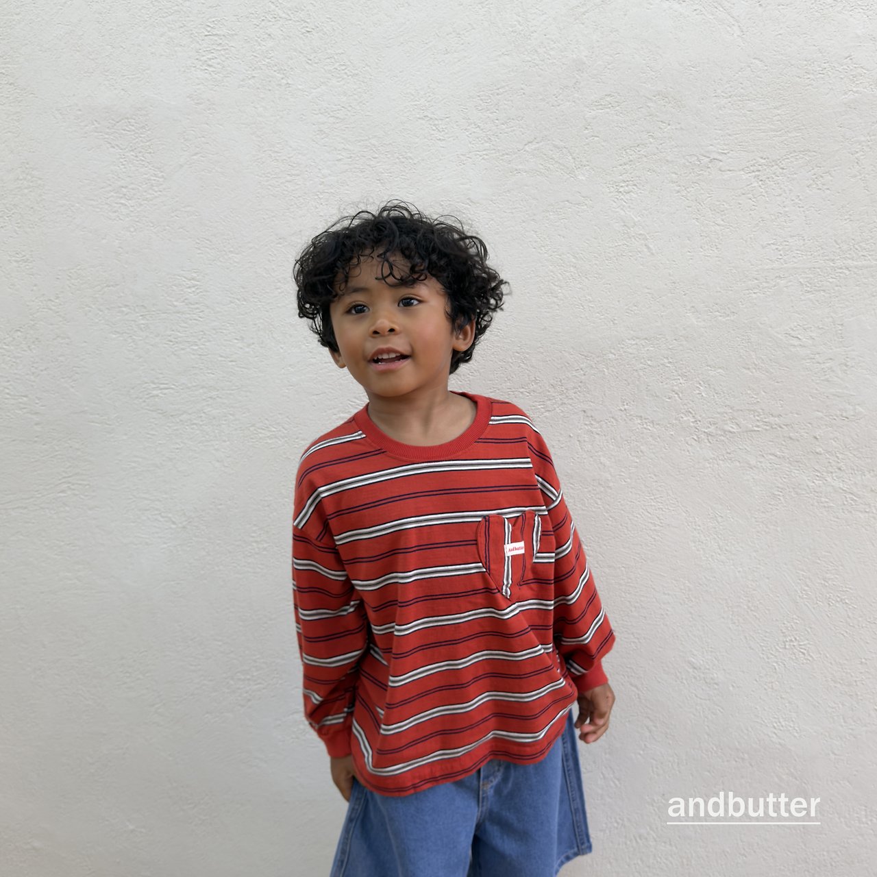 《予約》Heart Pocket Stripe T-Shirt / ANDBUTTER