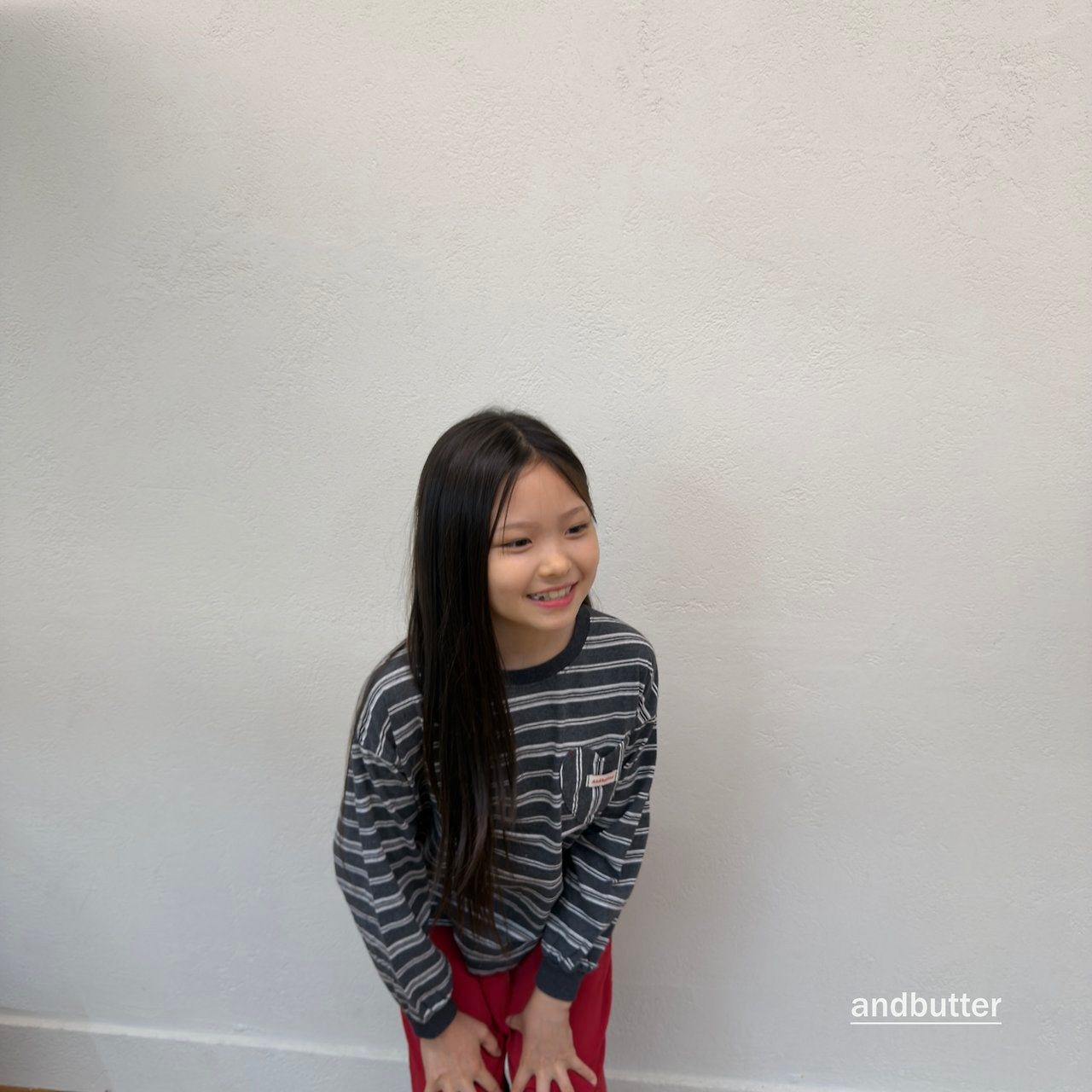 《予約》Heart Pocket Stripe T-Shirt / ANDBUTTER