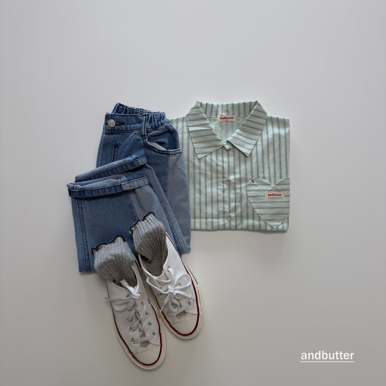 《予約》Macaron Heart Shirt / ANDBUTTER