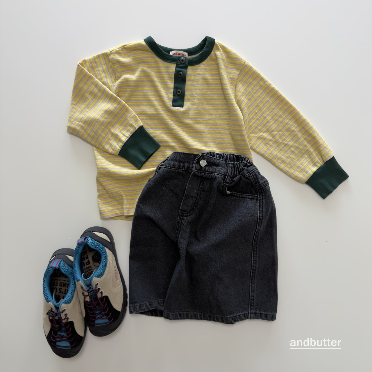 《予約》Stripe Henley T-Shirt / ANDBUTTER