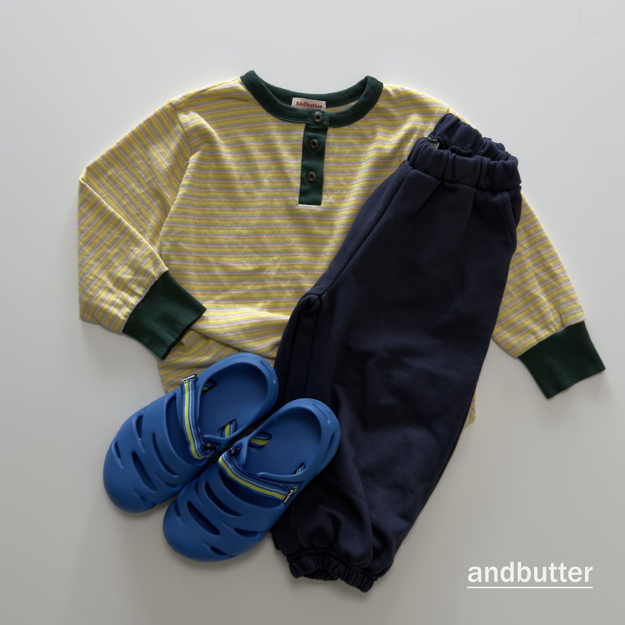 《予約》Stripe Henley T-Shirt / ANDBUTTER