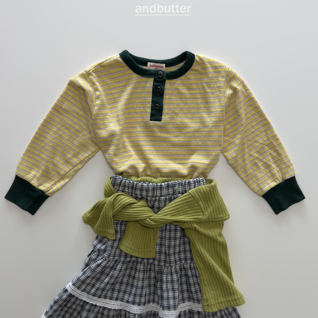 《予約》Stripe Henley T-Shirt / ANDBUTTER