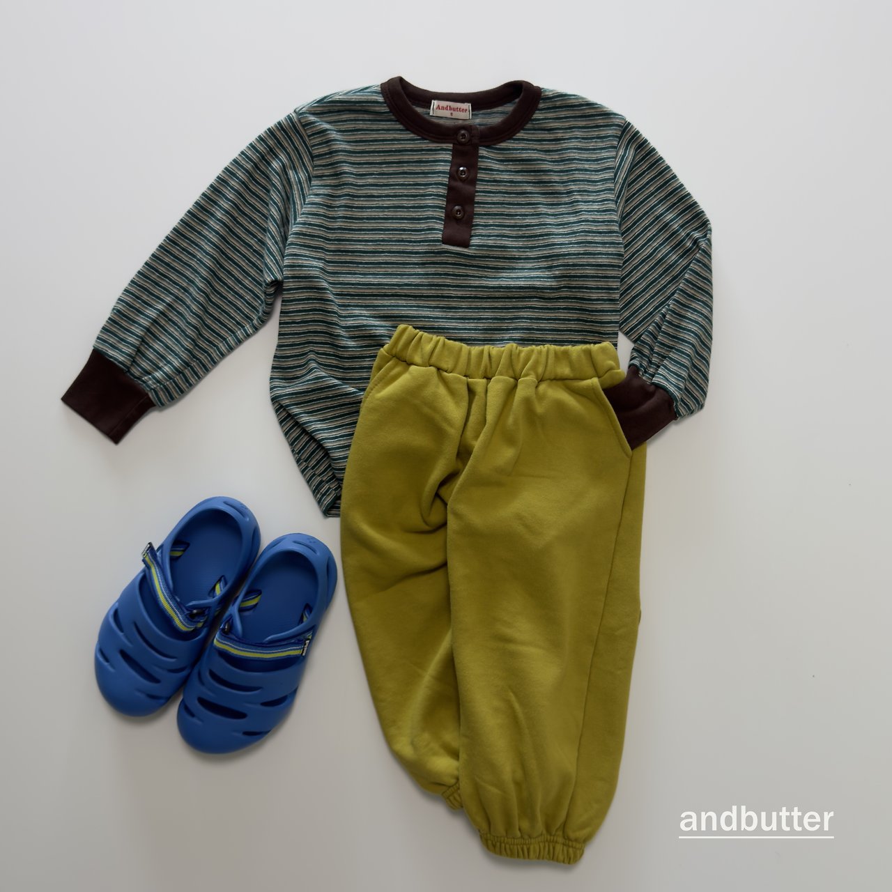 《予約》Stripe Henley T-Shirt / ANDBUTTER