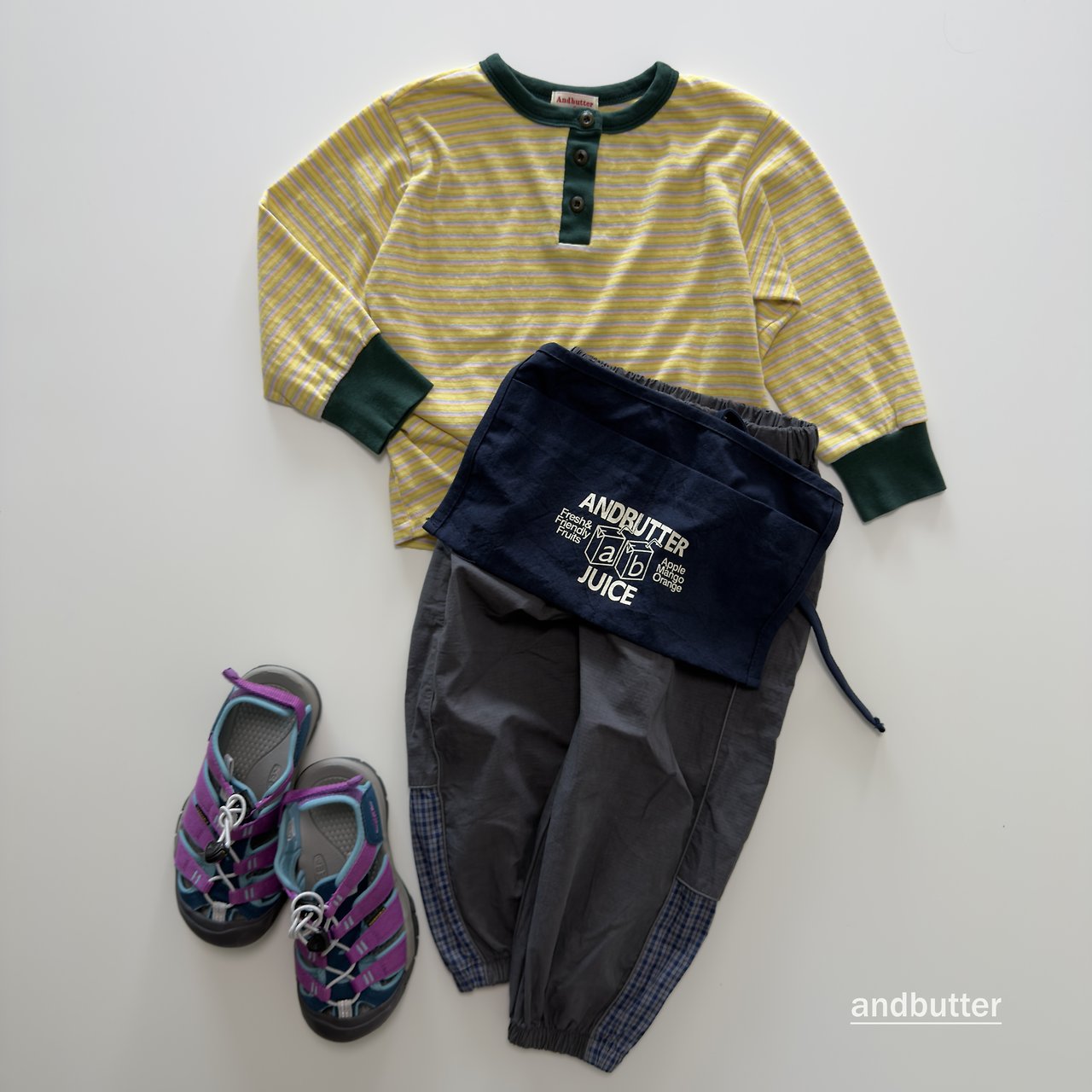 《予約》Stripe Henley T-Shirt / ANDBUTTER