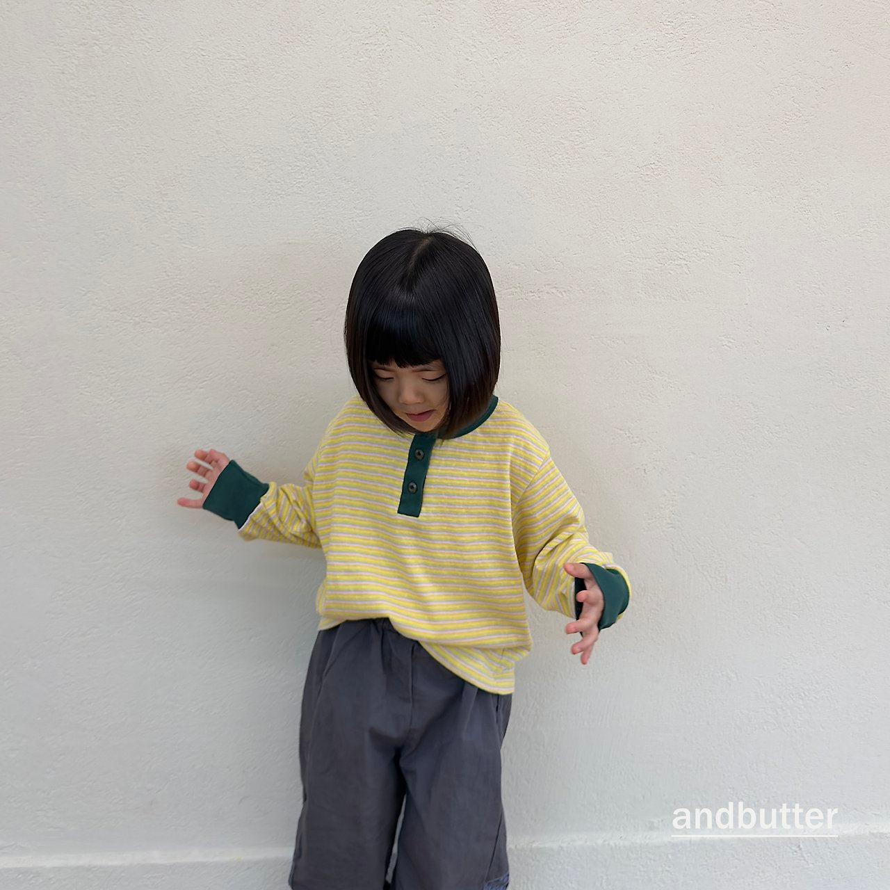 《予約》Stripe Henley T-Shirt / ANDBUTTER