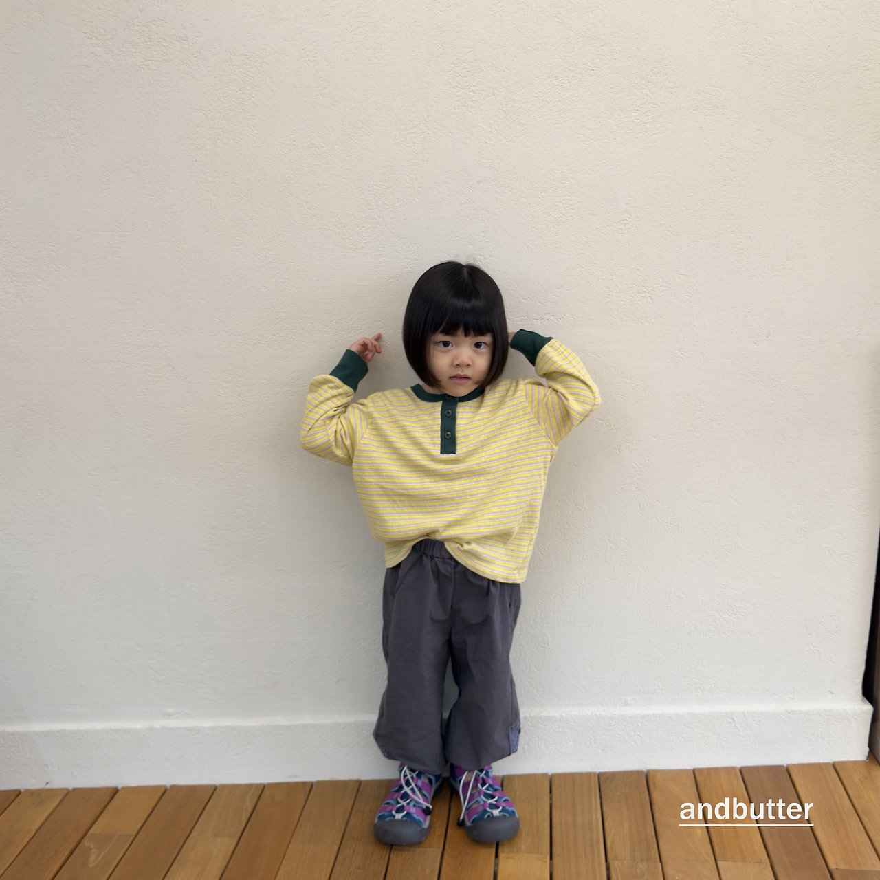 《予約》Stripe Henley T-Shirt / ANDBUTTER