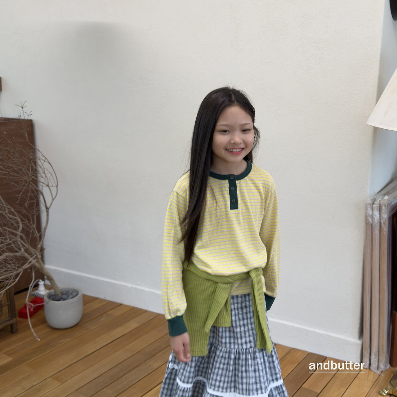 《予約》Stripe Henley T-Shirt / ANDBUTTER