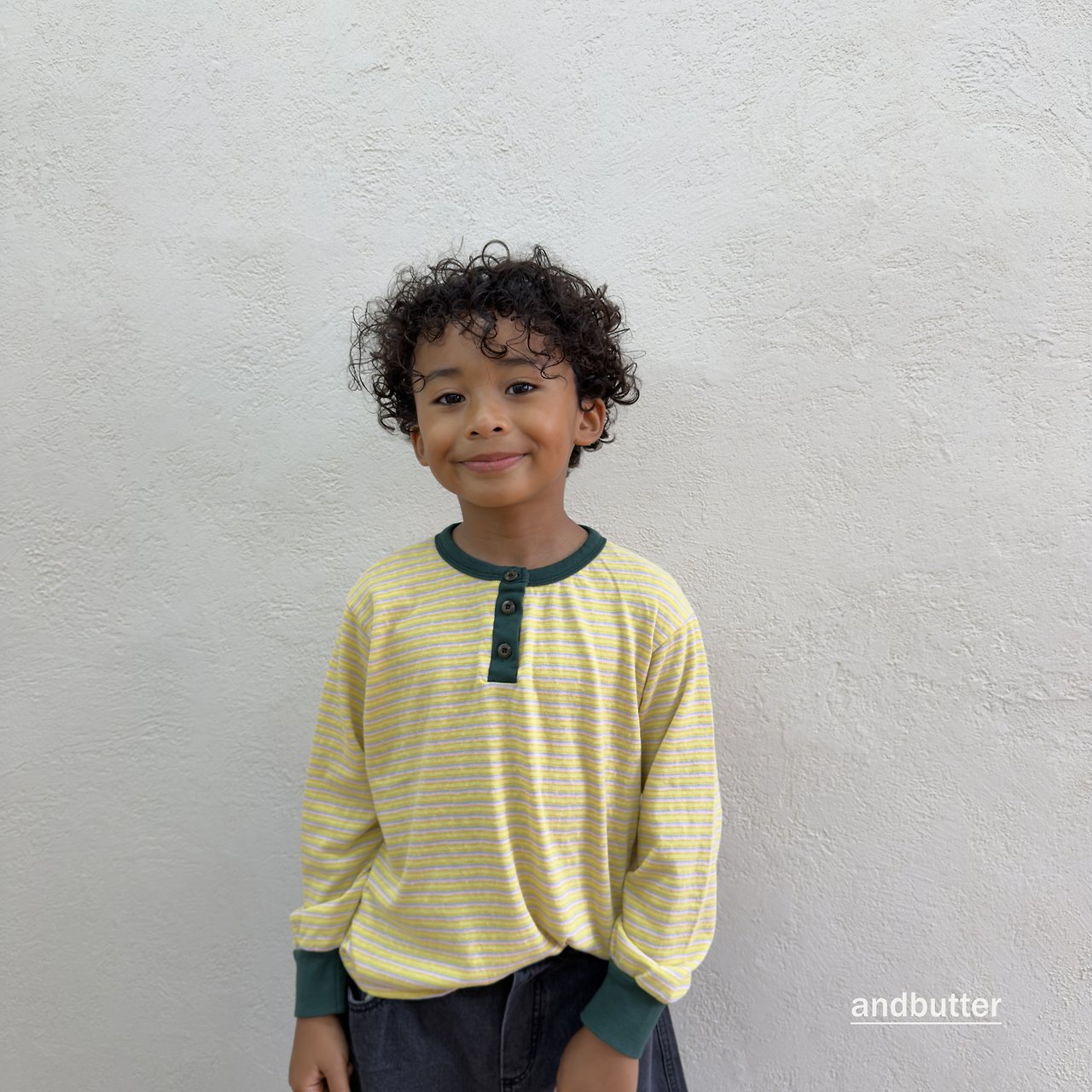 《予約》Stripe Henley T-Shirt / ANDBUTTER