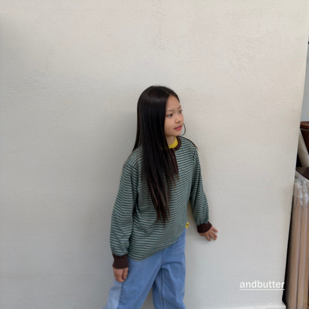 《予約》Stripe Henley T-Shirt / ANDBUTTER