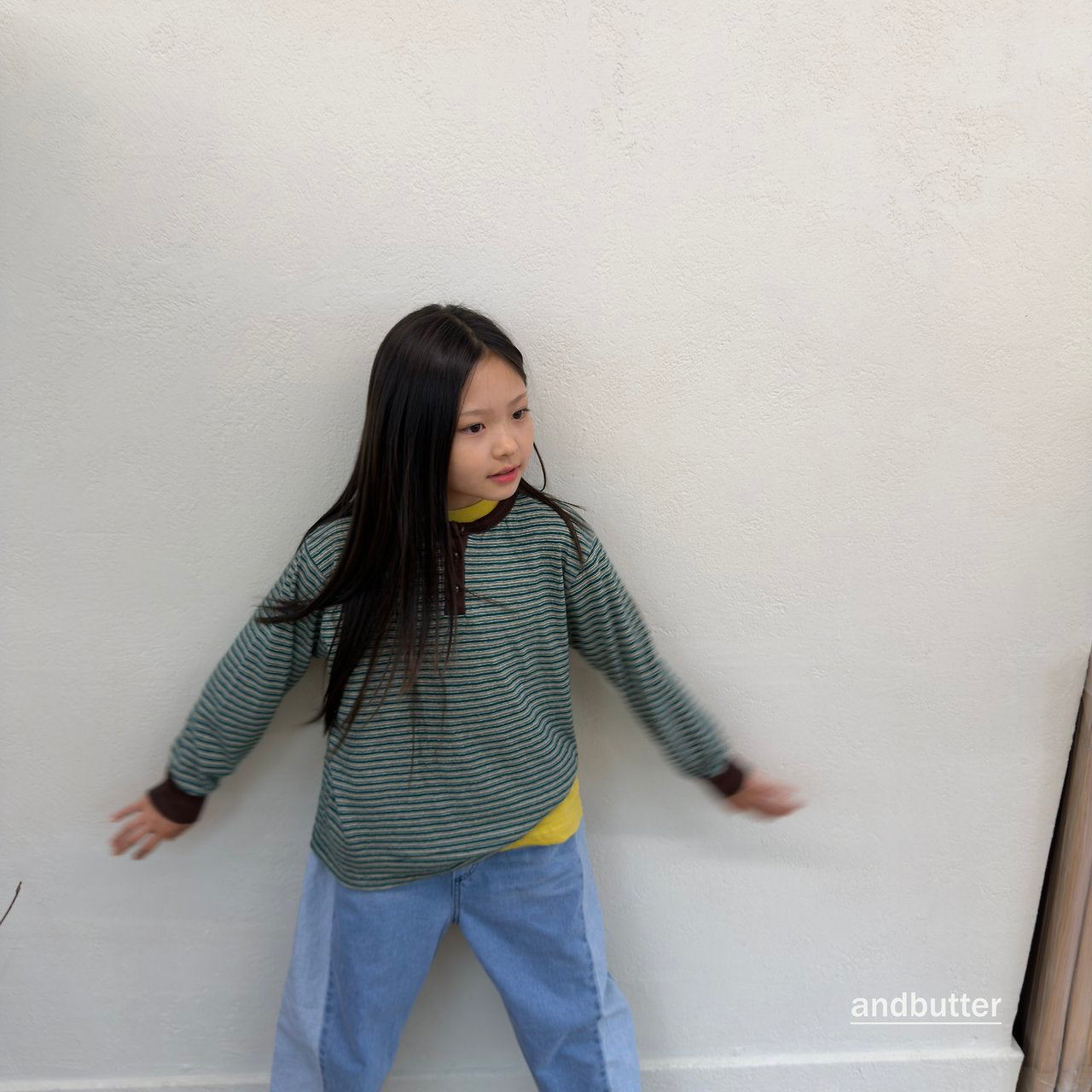 《予約》Stripe Henley T-Shirt / ANDBUTTER